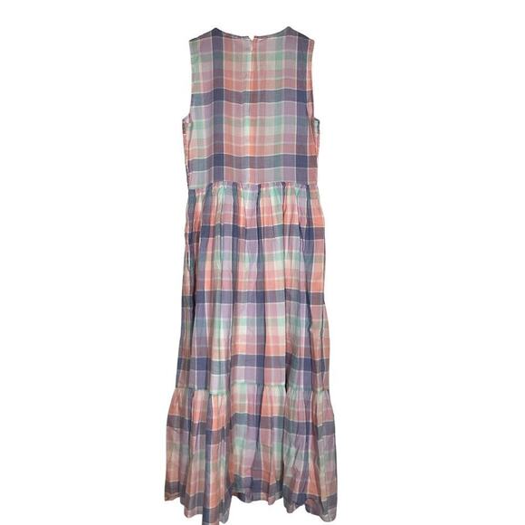 J. Crew Smocked Dress Plaid Midi Sundress Noble Peri Multi NWT XS - Picture 8 of 11